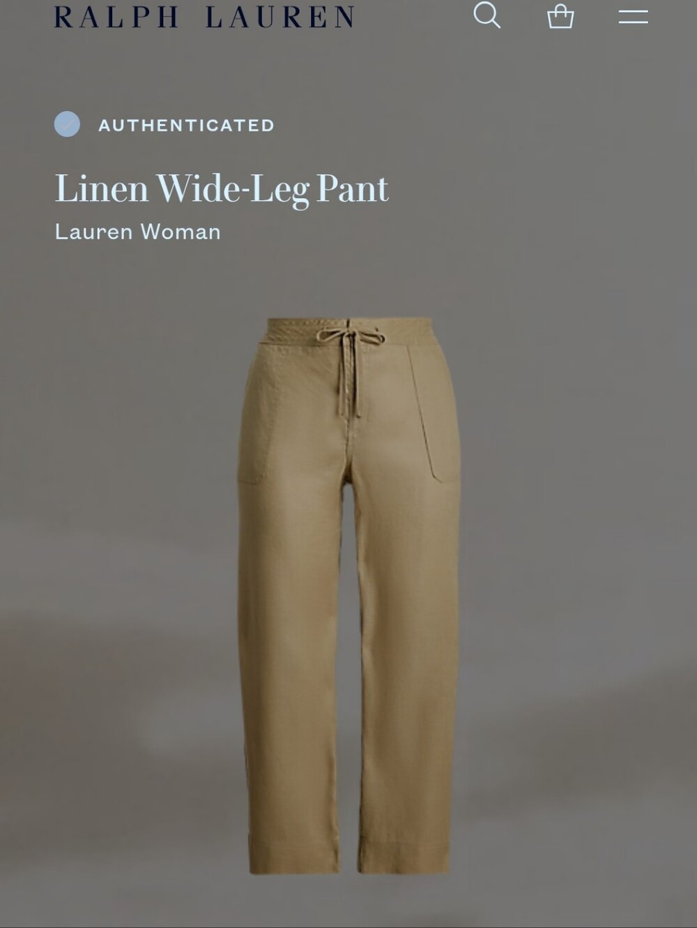 Nwt Ralph Lauren Woman Nwt 100% Linen Pants Sz 14 Beige Minimalist Beach